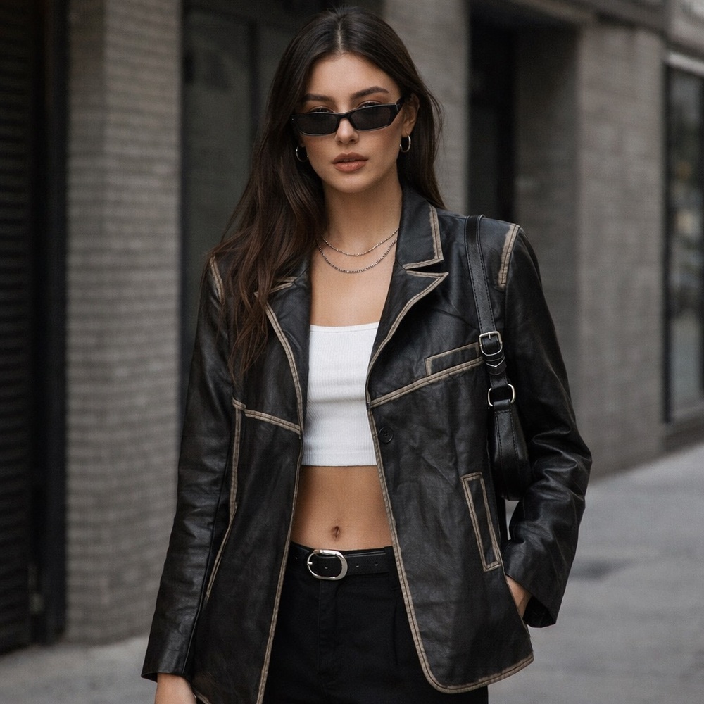 Cider Faux Leather Jacket-size small